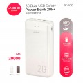 ABS 3C-P20 3C Dual USB + Type C Safety Power Bank 20000mAh with 25cm Type-C cable