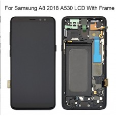 Samsung Galaxy A8 SM-A530F 2018 LCD and Touch Screen Asembly with frame [with Big Vibrator hole][Black][Refurb]