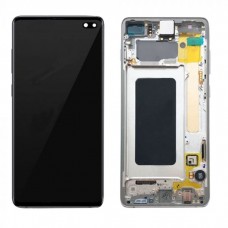 Samsung S10 Plus OLED and Touch Screen Assembly with frame [White][Refurb]