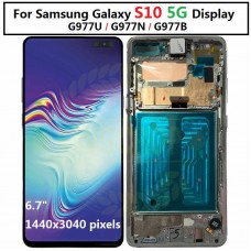 Samsung S10 5G OLED and Touch Screen Assembly with frame [Majestic Black]