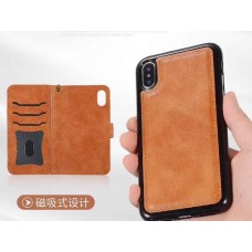 Magnetic Detachable Leather Wallet Case For iPhone 11Pro [Brown]