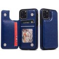 Leather Silicone Back Cover With Magnetic Wallet Card Holder For iPhone 11Pro [Blue]