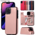 Leather Silicone Back Cover With Magnetic Wallet Card Holder For iPhone 11Pro [Sand Pink]