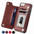 Leather Silicone Back Cover With Magnetic Wallet Card Holder For iPhone 11Pro Max[Brown]