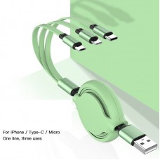 3 in 1 Retractable Multi Micro USB Data Charger Cable Cord For iPhone Samsung Android [Silican Gel]