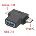 3-in-1 OTG USB 3.0 Female to USB 3.1 Type C & Micro-B Male Adapter Converter