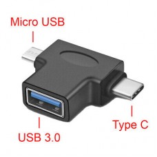3-in-1 OTG USB 3.0 Female to USB 3.1 Type C & Micro-B Male Adapter Converter