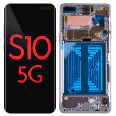 Samsung S10 5G OLED and Touch Screen Assembly with frame [Crown Silver]