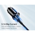 Universal Mini Car Metal Charger Adaptor 2 USB Output 3.1A [Mini C218]