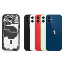 iPhone 12 Housing with Back Glass cover, Charging Port and Power Volume Flex Cable [Red][Aftermarket]