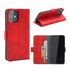 Leather Wallet Case with Side Magnet Button For Samsung S21 [Red]