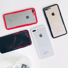 TPU Bumper Frame With Clear Hard Back Case for iPhone 7/8 [Black-Red]