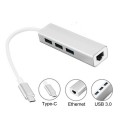 USB3 (with Type-C  adapter) to 3x USB 3.0 Type-A hub w/Gigabit Ethernet Port, Type-C adapter