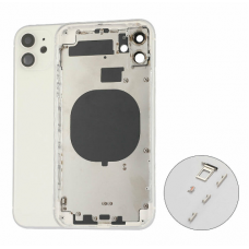 iPhone 11 Housing with Back Glass cover,sim card tray holder slot and side buttons[White][Aftermarket]