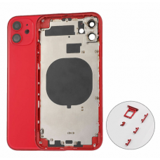 iPhone 11 Housing with Back Glass cover,sim card tray holder slot and side buttons[Red][Aftermarket]