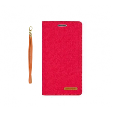 Clearance-Goospery Canvas Flip Case for Samsung Galax S8 Plus G955 [Red / Camel]