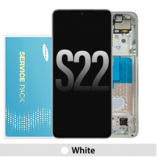Samsung Galaxy S22 5G S901 Display and Touch screen (Original Service Pack) with Frame [Phantom White/Cream/Sky Blue] GH82-27520B / 27521B