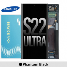 Samsung Galaxy S22 Ultra 5G S908 Display and Touch screen (Original Service Pack) with Frame [Phantom Black] GH82-27488A/27489A