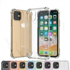 Air Bag Cushion DropProof Crystal Clear Case with Plating Button For iPhone 11 [Black]