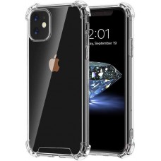 Air Bag Cushion DropProof Crystal Clear Case with Plating Button For iPhone  12/12 Pro 6.1" [Black]