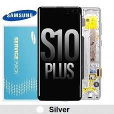 Samsung Galaxy S10 Plus G975F OLED and touch screen (Original Service Pack)  with Frame [White/Silver] GH82-18849G/18834G