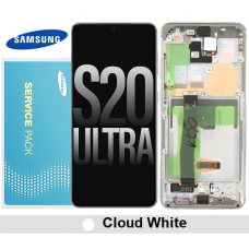 Samsung Galaxy S20 Ultra G988 OLED and touch screen with frame (Original Service Pack) [White] GH82-26032C/26033C