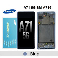 Samsung Galaxy SM-A716 A71 5G LCD touch screen with frame (Original Service Pack) [Blue] GH82-22804C