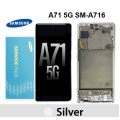 Samsung Galaxy SM-A716 A71 5G LCD touch screen with frame (Original Service Pack) [Silver] GH82-22804B