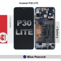 Huawei P30 Lite (2019, not for 2020) LCD touch screen (Original Service Pack) with Frame [BLUE PEACOCK] 02352RQA H-296