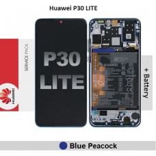 Huawei P30 Lite (2019, not for 2020) LCD touch screen (Original Service Pack) with Frame [BLUE PEACOCK] 02352RQA H-296