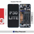 Huawei P30 Lite (2019, not for 2020) LCD touch screen (Original Service Pack) with Frame and Battery [BLUE PEACOCK] 02352RQA