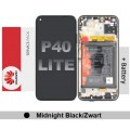 Huawei P40 Lite LCD touch screen (Original Service Pack) with Frame and Battery [MIDNIGHT BLACK/ZWART] 02353KFU