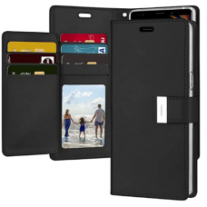 Mercury Goospery Rich Diary Case for iPhone 14 (6.1") [Black/Black]