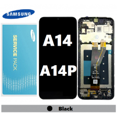 Samsung Galaxy A146P A14 LCD and touch screen Small Connector with frame (Original Service Pack) [Black] GH81-23640A/A23315A S-931