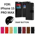 Mercury Goospery Mansoor Diary Case for iPhone 15 Pro Max [Black]