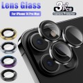 Metal Ring Tempered Glass Camera Lens Protector Cover For iPhone 15/ 15 PLus [Silver]