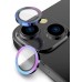 Metal Ring Tempered Glass Camera Lens Protector Cover For iPhone 14 Pro/ 14 ProMax [Rainbow]