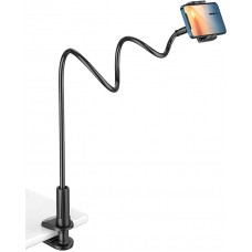 Phone and Tablet Holder for Desk & Bed, Andobil Gooseneck Mount ,Flexible & Sturdy, Extra Long Arm Cell Phone Clip Clamp Mount 