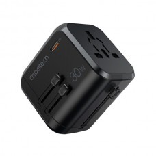 Choetech PD5020  GaN 35W 1 x USB-C+ 3 x USB-A Fast Universal International Travel Wall Charger with Built-in USB-C Cable