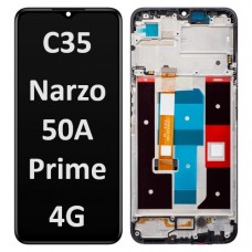 Realme C35 / Narzo 50A Prime (4G) (2022) LCD touch screen with frame (Original Service Pack) [Black] 4130056