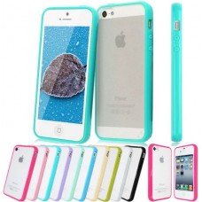 TPU Bumper Frame With Matte Clear Hard Back Skin Case Cover for iPhone 5 5S [Blue]