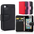 Leather Wallet Case For Iphone 4/4s [Black]