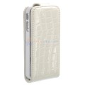 White Anti Dust Cap Leather Flip Case For iPhone 4G 4S 4- Snake Skin [White]