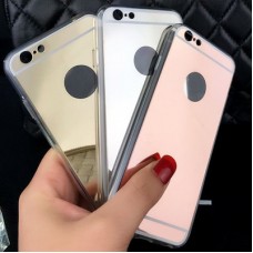 Slim Metal Mirror Case for iphone 6/6S [Black Silver]