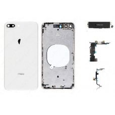 iPhone 8 Plus Housing with Back Glass cover, Charging Port and Power Volume Flex Cable [White][Aftermarket]