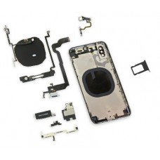 iPhone X Housing with Back Glass, Charging Port and Power Volume Flex Cable [Black][High Quality]