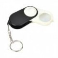 Longjie Keychain Style 10X Magnifier w/ White Light Illuminant - Black + White