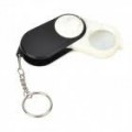 [clearance] Longjie Keychain Style 10X Magnifier w/ White Light Illuminant - Black + White