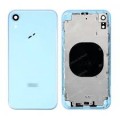 iphone XR Housing with back glass,charging port and power volume flex cable[Blue][high Quality]